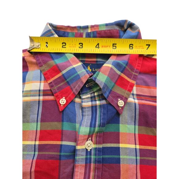 Polo Ralph Lauren Shirt Mens Medium Red Plaid Slim Fit Button Up Preppy Cotton - Picture 8 of 12
